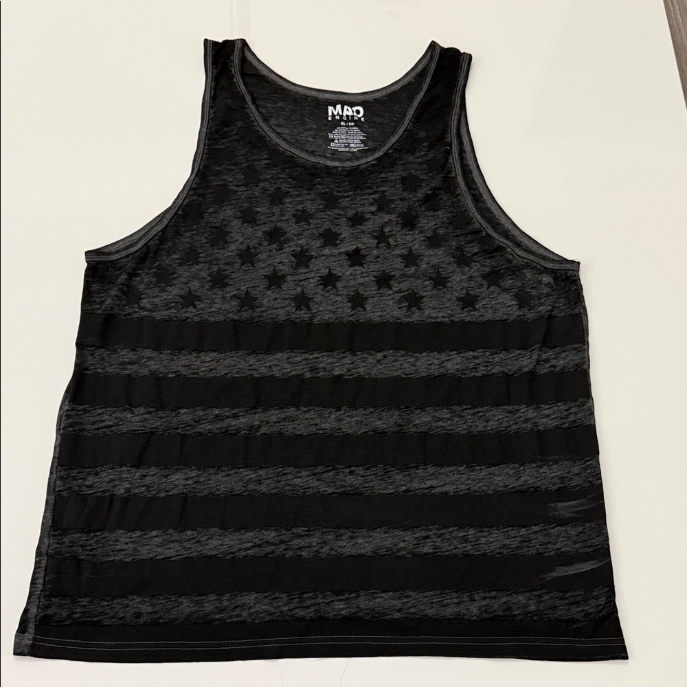 MAD Engine Black and Gray Star Pattern Tank Top Size XL